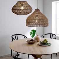 Lustre suspendu en rotin et bambou imprimé en 3D avec logo, abat-jour en bois tressé, idéal pour le salon