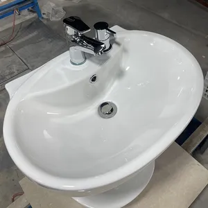 Wholesale Muslim Wudu Foot Wash Basin Ceramic Free Standing Pedestal Hand Wash Sink
