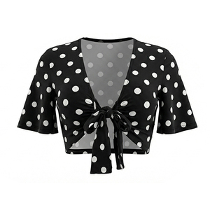 Viviblook D26TP120 Top corto ajustado con estampado de lunares y manga corta para mujer, novedad de verano, Sexy, para mujer - Product Image 3