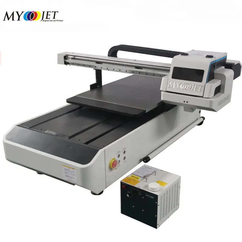 Myjet קטן שטוחה 60cm Uv מדפסות Uv I3200 הדפסת מכונת פלוטר עם מסתובב ציר עבור עט בקבוק Epson מדפסת
