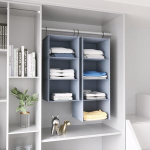 Organisateur de placard suspendu à 3 étagères, étagères de rangement pliables pour vêtements, type crochet pour chambre à coucher, tissu Oxford 600D - Product Image 4