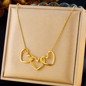 Heart Shaped Gold Plated Pendant Necklace Stainless Steel Chain Women's Jewelry Gift - Product Image 1