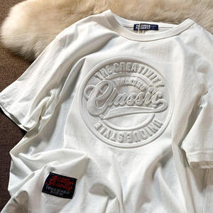 T-shirt tendance best-seller avec logo personnalisé en relief 3D, t-shirt pour homme en coton premium surdimensionné, impression en relief, t-shirt graphique tendance - Product Image 3