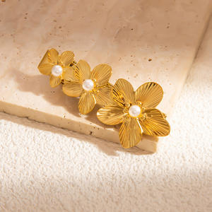 Pinzas para el Cabello de Acero Inoxidable con Perlas y Flores, Pinza para la Nariz con Punta Dorada, Accesorio Diario para Mujer FS71015 - Product Image 3