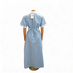 Abito lungo estivo a righe con colletto a risvolto, <span class=keywords><strong>maniche</strong></span> regolari, linea ad A, vita morbida, design casual color block, taglie forti da donna - Product Image 5