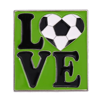Pins en émail souple plaqués argent, thème Football 'Goal Love', 'Play to Win', pour commandes en gros, production en usine, badges et pins de revers personnalisés