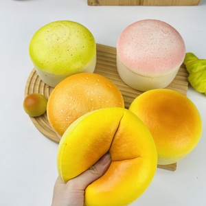 1 unidad de Squishy de PU de plástico sintético, suave, de rebote lento y de subida lenta, con forma de pastel de queso y pan, modelo de comida redondo para descompresión, accesorio de simulación - Product Image 2