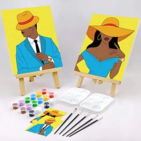 Wall art paintings Couples Paint Party Kits Pre Drawn Canvas for Adults for Paint and Sip Date Night Games for Couples Painting kit