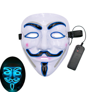 V-mascarilla para disfraz de Vendetta, máscara luminosa de <span class=keywords><strong>Guy</strong></span> Fawkes, de neón, para Halloween - Product Image 1