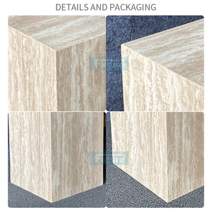 Natural Beige <strong>White</strong> Travertine Coffee <strong>Table</strong> Low Plinth Marble Living Room Luxury Natural Customized Cuboid Tea <strong>Side</strong> <strong>Table</strong> - Product Image 5