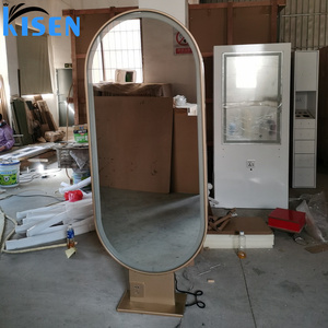 Mueble de exhibición de acero inoxidable KISEN para salón, tocador y estantes de almacenamiento, mini espejo contemporáneo para uso en barberías. - Product Image 5