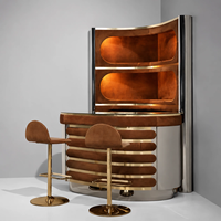 Casier à vin moderne en acier inoxydable de qualité supérieure, écologique, grande capacité, avec armoire de rangement en bois pour appartement haut de gamme et salon