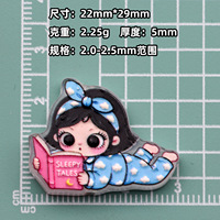 Breloque en acrylique avec trou, motif fille en pyjama, finition brillante UV, gaufrage 3D, pour la création de bijoux DIY, accessoires pour stylos à perler, vente en gros