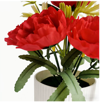 Bonsaï de pivoine artificielle en pot, arrangement floral réaliste en plastique et soie pour la décoration de table à manger