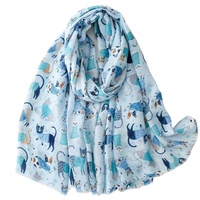 2025 Offre Spéciale Animal imprimé soie Satin Polyester écharpe longue queue chat paradis conception pour printemps été Protection solaire voyage