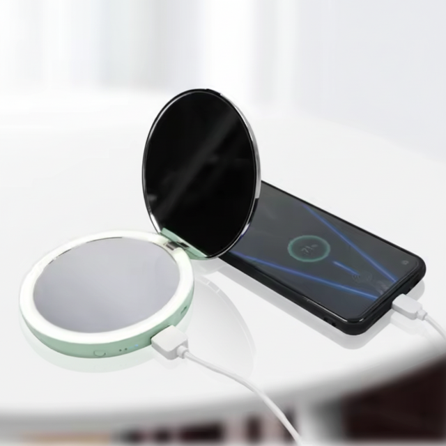 Custom Power Bank 5000mAh with LED Lights 1x 3x Pocket Small Cosmetic Mirror