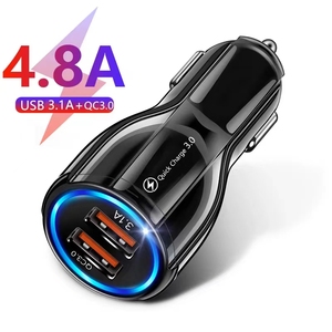 Cargador de Coche Doble USB con Carga Rápida QC 3.0 5V 3A, Cargador Rápido <span class=keywords><strong>para</strong></span> Teléfono con Adaptador <span class=keywords><strong>para</strong></span> <span class=keywords><strong>iPhone</strong></span> 17 15 y Dispositivos Electrónicos - Product Image 1