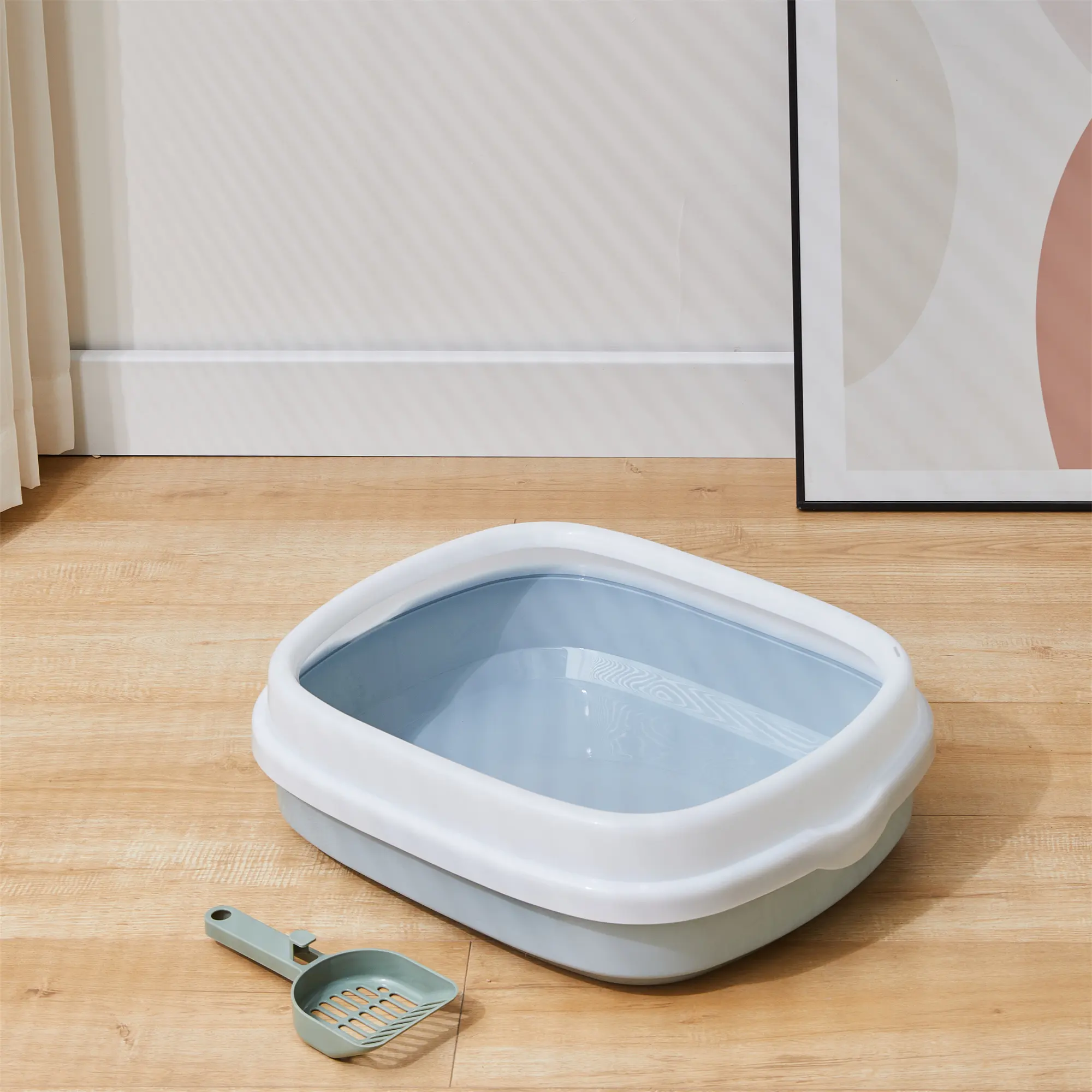 Meilleure vente produits de nettoyage et de toilettage pour animaux de compagnie emballage personnalisé litière pour chat toilette boîte à litière pour chat à toit ouvert