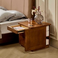 Table de chevet en bois massif avec compartiment dissimulé, en bois d'hévéa, style chinois moderne, armoire de rangement pour chambre à coucher, panneau de commutation, capacité extra-large