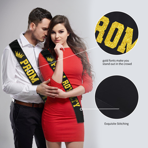 10 adet balo Royalty Sashes siyah saten balo kanat ile altın Glitter mektubu kanat süslemeleri için lise dans mezuniyet partisi - Product Image 5