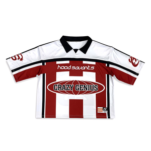เสื้อฟุตบอลสตรีทแวร์แบบสั่งทำพิเศษ ดีไซน์วินเทจผ้าตาข่าย ทรงโอเวอร์ไซส์ แขนสั้น ระบายอากาศได้ดี เหมาะสำหรับฤดูร้อน ผลิตจากโพลีเอสเตอร์ 100% - Product Image 2