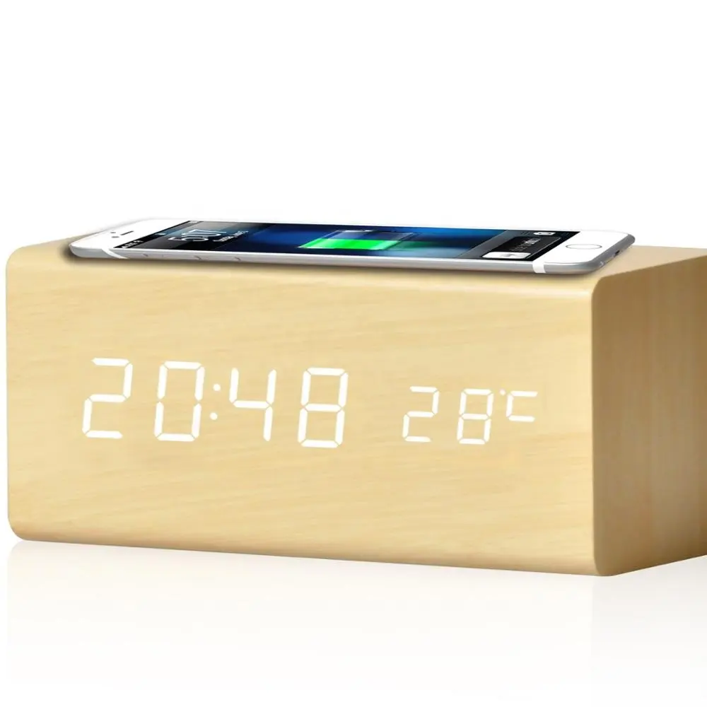 2022新しいモバイル充電器ワイヤレス充電目覚まし時計ワイヤレス電話充電付きスマート目覚まし時計