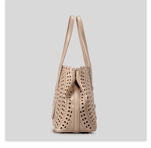 New Casual Tote Bag Genuine Cowhide Leather Letter Single-Shoulder Perforated Vegetable Basket Zipper <strong>Mina</strong> Women Crossbody Bag - Product Image 5