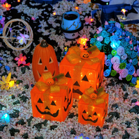 Lampada Decorativa per Interni a Forma di Scatola Regalo per Halloween, Luce Notturna Fai-da-Te a Batteria, Luci Decorative Festive con Telecomando