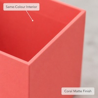 Boîte cadeau rigide personnalisée avec impression, rose corail mat, carrée, deux pièces, couvercle et base amovibles, vente en gros directe d'usine