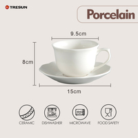Ensemble tasse et soucoupe à café en céramique blanche fine en porcelaine, design classique moderne chinois, 200 ml, forme de fleur, logo personnalisé
