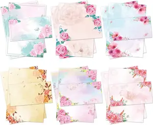 High Quality Watercolor Stationary Paper Envelopes Set of Printing flowers Paper With Envelopes Floral Letter Writing Envelopes