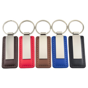 Porte-clés <span class=keywords><strong>de</strong></span> luxe personnalisé pour cadeau d'entreprise, décoration <span class=keywords><strong>de</strong></span> porte-clés, logo personnalisé, porte-clés en métal, cuir PU, forme rectangulaire - Product Image 1