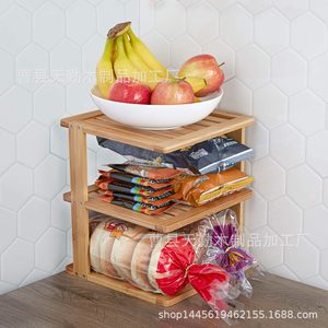 Creative wooden storage rack for home living room, desktop bread and pastry corner shelf, solid wood multi-layer <b>dish</b> organizer - Product Image 5