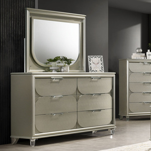 silver and gold dresser Luxury Antique Silver Champagne Finish Dresser W Mirror Storage Space Drawers Bedroom Furniture Antique Silver Bedroom Contemporary,Industrial,Modern, main image 0