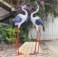 Grande statue d'héron/grue en métal Art Déco, faite à la main, ornement de jardin extérieur pour cour, patio, véranda et jardin arrière