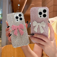 À la mode Étincelant Diamant Bowknot Paillettes Téléphone étui pour iphone 17 16 Pro Max 14 15 Plus 13 12 Pro Filles Couverture de Téléphone Portable