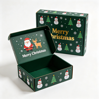 Kotak Hadiah Natal dengan Hot Foil Stamping, Kotak Kardus Bergelombang Merah Putih untuk Musim Liburan