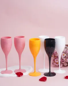 Ensemble de verres à vin en plastique PP transparent blanc et noir de 3,2 L, flûtes, gobelets, seau à glace pour champagne et vin rouge avec poignée - Product Image 6