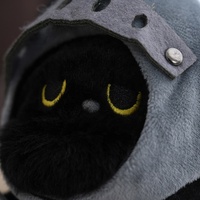 Personnalisé Noir Chat Chevalier Silly Cat Peluche Petit Animal Poupée Porte-clés avec PP Coton Remplissage Pendentif Accompagné d'un Sac de Poupée