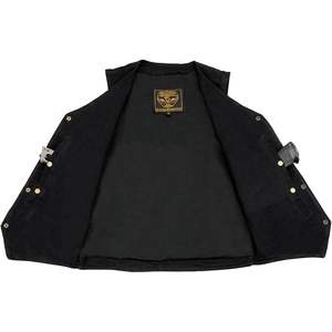 2025 cuir DM1310 hommes classique Western Style Cowboy Biker gilet noir Denim avec fermeture à bouton-pression - Product Image 1