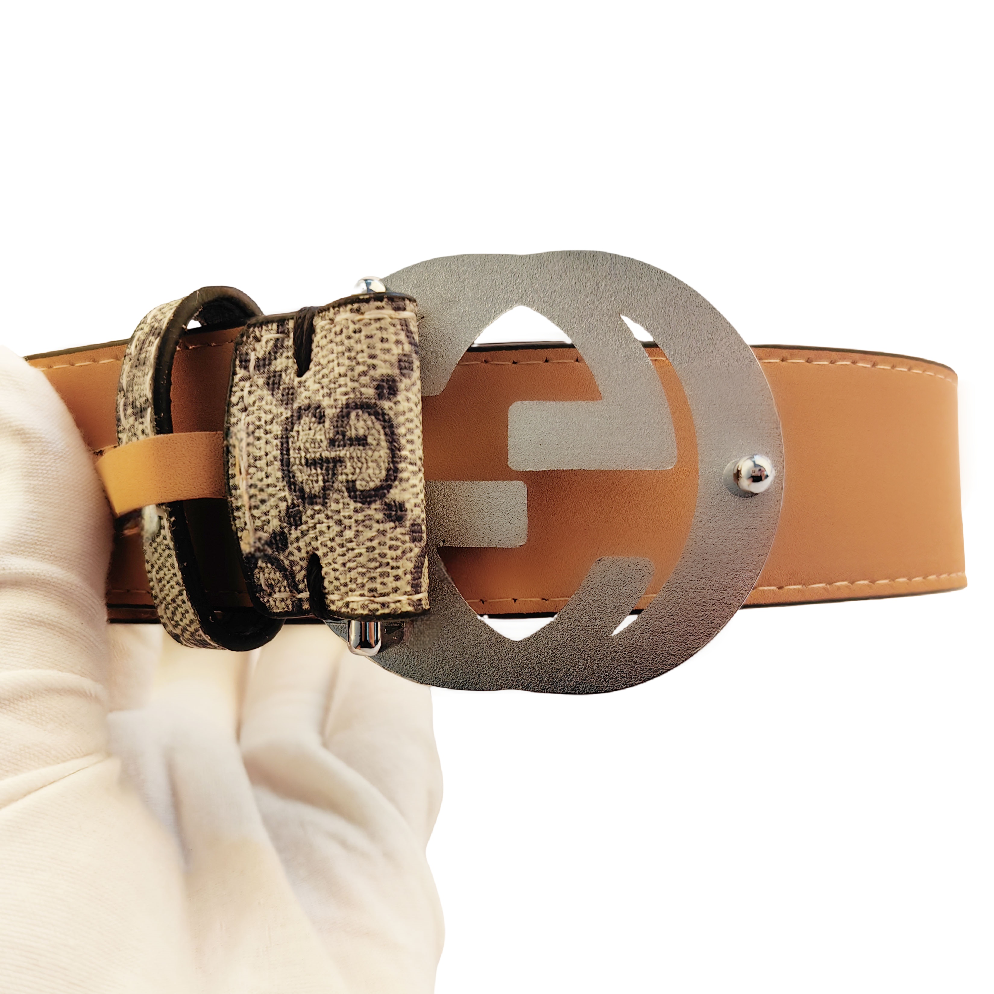 3.8cmBrown-Silver buckle