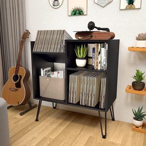 Vinyl <strong>Record</strong> Player Stand - Turntable Table with Storage for 280 Albums, <strong>Record</strong> Holder Display Shelf, Media Stereo Audio <strong>Cabinet</strong> - Product Image 2