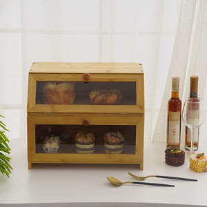 Caja de pan de bambú multifuncional de gran capacidad para almacenamiento de aperitivos, caja grande de madera para el hogar, sala de estar, cocina, caja de almacenamiento de alimentos - Product Image 3