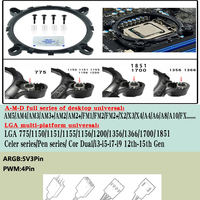 QiuzAim 120mm bureau I5/i7 12e génération 4 caloduc ARGB pression vers le bas CPU dissipateur de chaleur PWM refroidi à l'air 1200/1155/AM4