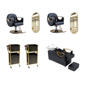 Meilleure Offre : Ensemble Complet de Mobilier de Salon – Chaise de Coiffeur, Miroir LED, Fauteuil de Lavage, Chariot - Product Image 6