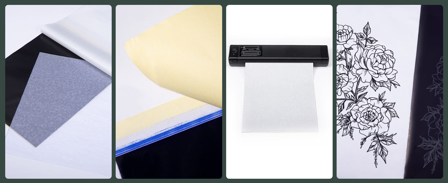 40 Fogli Carta Transfer Per Tatuaggi A4 - Carta Stencil A 4 Veli Per Tatuatori, Uso Professionale E Hobby - Foto 12