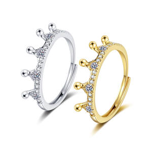 Bagues de bijouterie de conception couronne, vente en gros, bague ouverte réglable, bijoux en zircon tendance, design confortable - Product Image 3