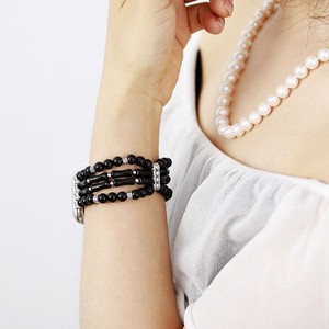 Correa elástica con cuentas de ágata negra para Apple Watch, banda de piedra natural de varias capas, accesorio de moda para reloj inteligente - Product Image 3