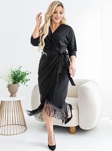 Nouvelle robe en satin unie pour femmes, automne-été, grande taille, simple, amincissante, anti-âge, impression numérique, robe midi - Product Image 5