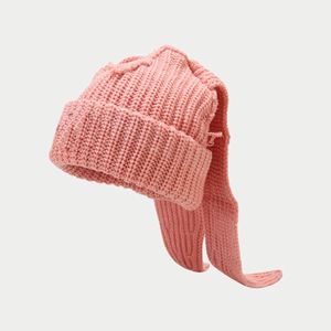 Chapeau d'hiver en laine tricotée avec oreilles de lapin mignonnes, style JK, mode de rue, pour garder au chaud en extérieur - Product Image 2